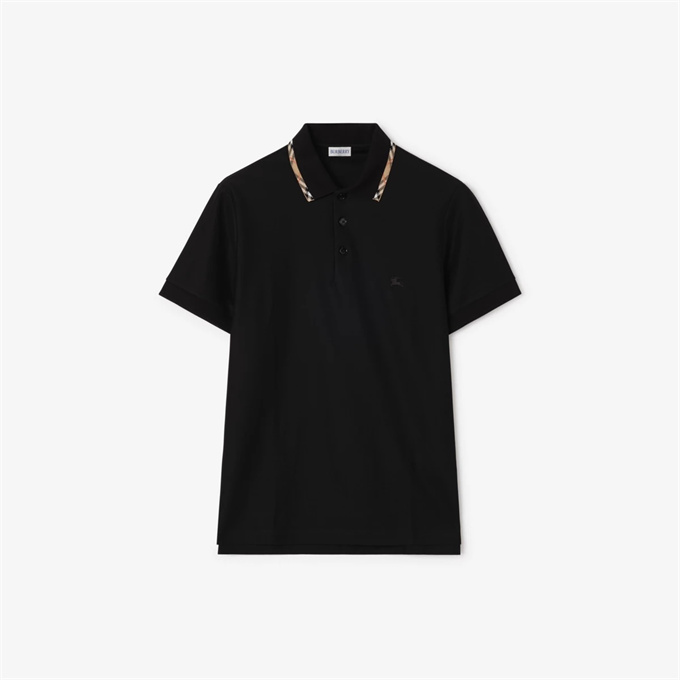 burberry check collar ekd embroidery cotton pique polo shirt
